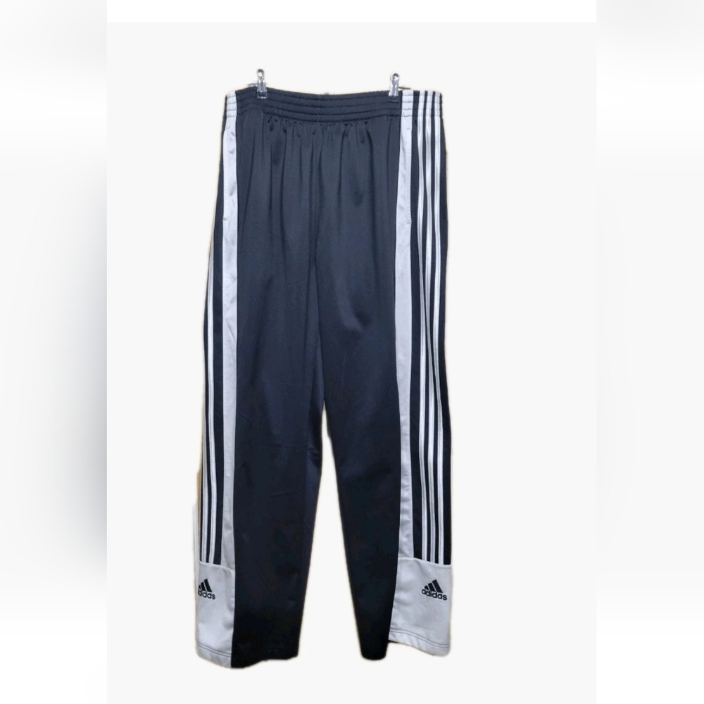 adidas Black and White Track Pants with Side Stripes